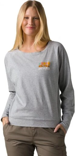 Prana Organic Graphic Long Sleeved T-Shirt -Sports Equipment 1962491 HEATHERGREYPOSTPILE 1